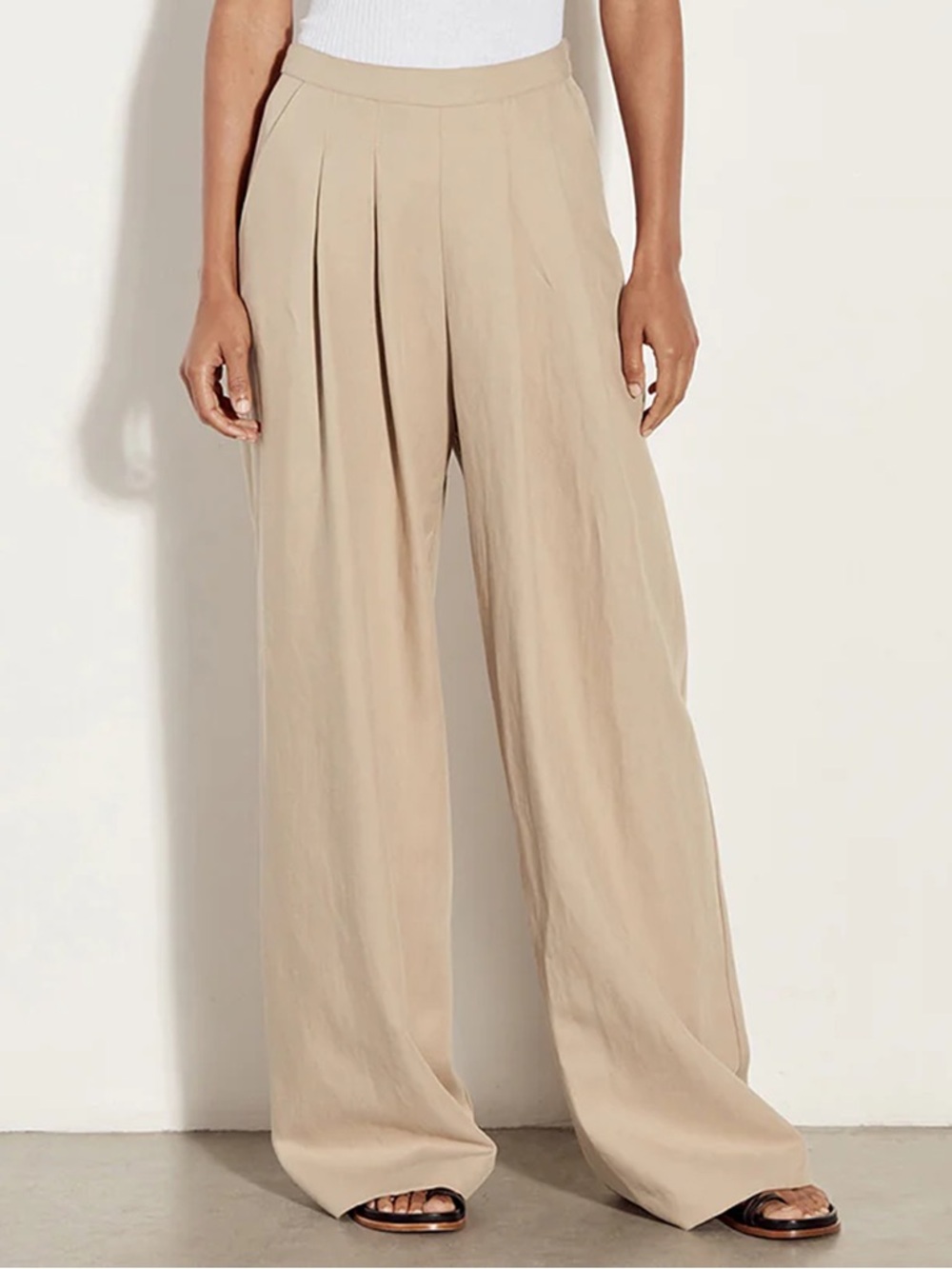 Enza Costa - Wide Leg Pleated Pant - Natural / Beige
